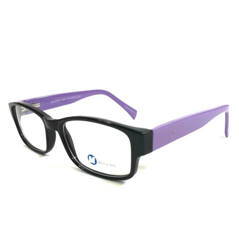 Modern Eyeglasses Frames CHILL BLACK/LILAC Rectangle Full Rim 51-17-140